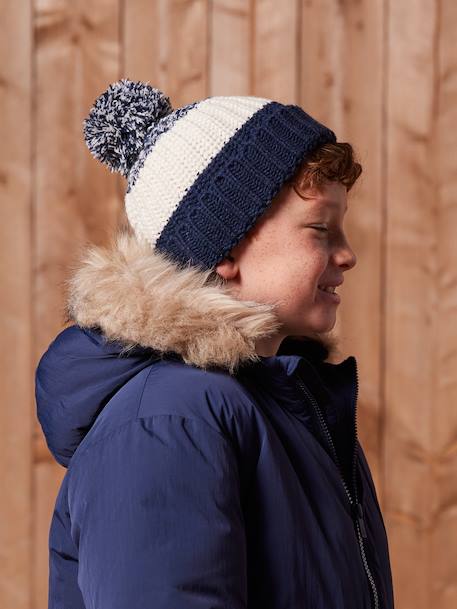 Ensemble colorblock bonnet + snood + gants garçon bleu nuit 2 - vertbaudet enfant 
