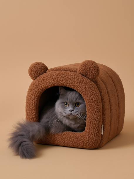 Panier fermé pour chat en sherpa camel 1 - vertbaudet enfant 