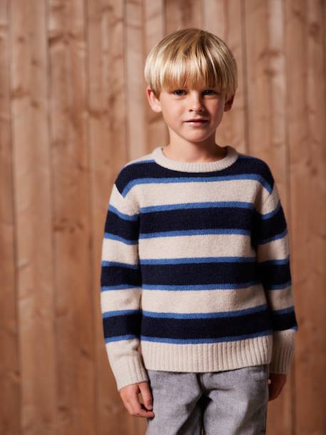 Pull Mousseux Garçon blanc chiné 1 - vertbaudet enfant 