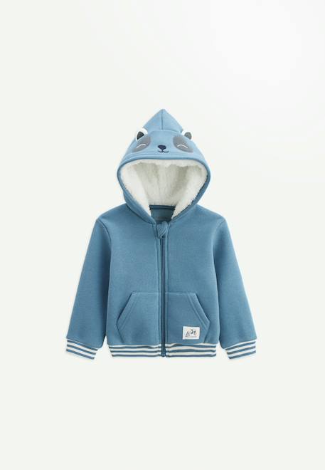 Sweat à capuche zippé bébé en molleton tao Bleu 1 - vertbaudet enfant 