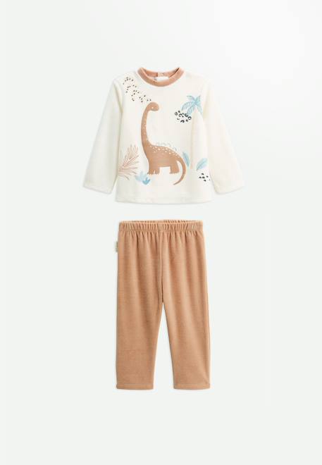 Pyjama bébé 2 pièces en velours nino Ecru 1 - vertbaudet enfant 