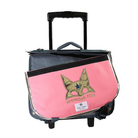 Cartable à roulettes 38 cm fille POL FOX Wonder Fox Glitter Réversible avec 2 compartiments – CP/CE1/CE2 – Rose et bleu pailleté Multicolore 2 - vertbaudet enfant 
