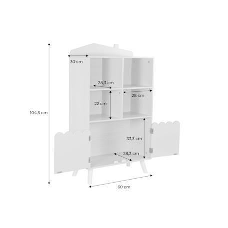 Bibliothèque enfant, 2 portes et 4 étagères Blanc+Naturel+Rose+Vert 10 - vertbaudet enfant 