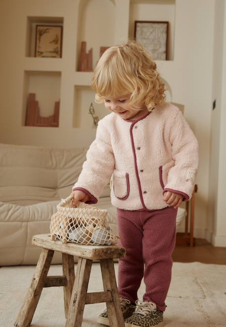 Veste bébé en sherpa matcha Rose 1 - vertbaudet enfant 