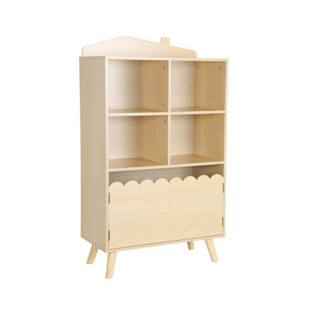 Bibliothèque enfant, 2 portes et 4 étagères Blanc+Naturel+Rose+Vert 8 - vertbaudet enfant 