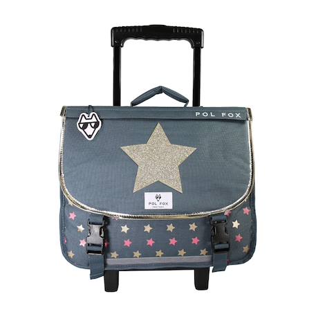 Cartable à roulettes 38 cm fille POL FOX Wonder Fox Glitter Réversible avec 2 compartiments – CP/CE1/CE2 – Rose et bleu pailleté Multicolore 3 - vertbaudet enfant 
