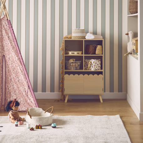 Bibliothèque enfant, 2 portes et 4 étagères Blanc+Naturel+Rose+Vert 7 - vertbaudet enfant 
