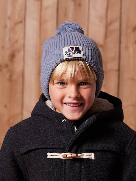 Ensemble garçon bonnet + snood + moufles/gants « Outdoor » bleu grisé+kaki 1 - vertbaudet enfant 
