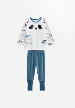 -Pyjama enfant 2 pièces en velours avec pieds retroussables tao