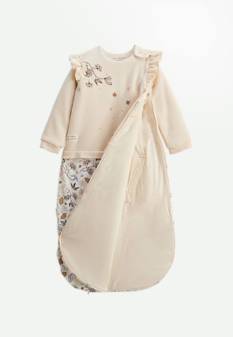 Gigoteuse D'hiver Pour Bébé En Velours Chincha Et Molleton - Design 2-en-1, TOG 3, Manches Amovibles - Rose Poudré/écru