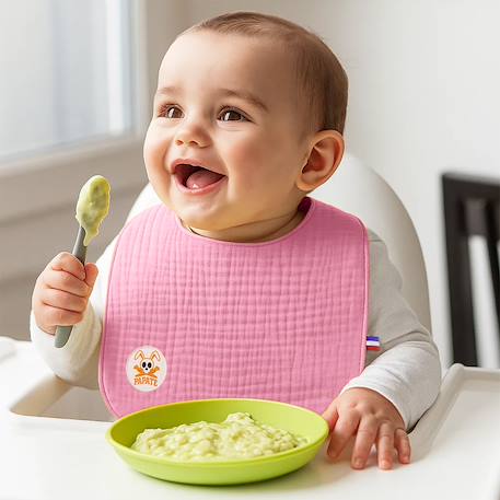 Bavoir en coton bio Blanc+Fraise+Honey+Rose+Vert+Vichy 20 - vertbaudet enfant 
