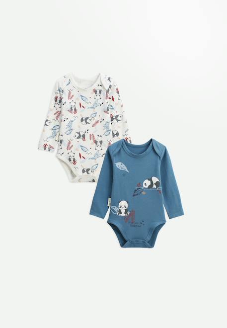 Lot de 2 bodies bébé manches longues tao Bleu 1 - vertbaudet enfant 