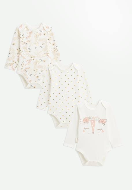Lot de 3 bodies bébé manches longues misty Ecru 1 - vertbaudet enfant 