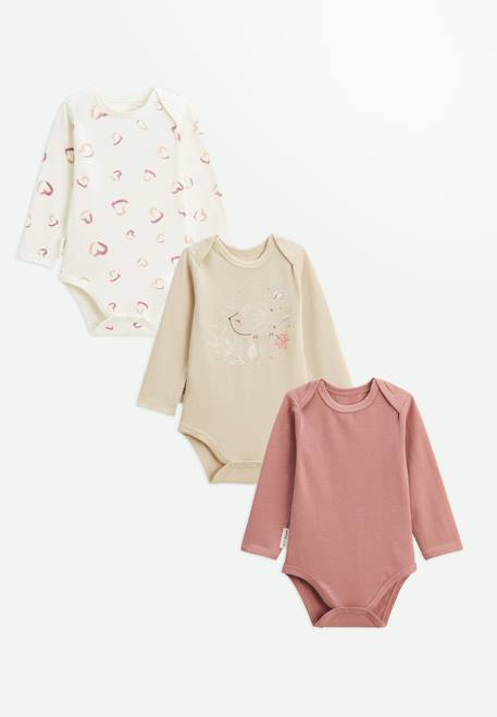 Lot de 3 bodies bébé manches longues maya Rose 1 - vertbaudet enfant 