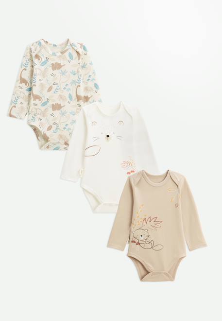 Lot de 3 bodies bébé manches longues cracotte Ecru 1 - vertbaudet enfant 