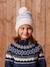 Ensemble rayé fille bonnet + snood + moufles/gants vanille 1 - vertbaudet enfant 