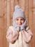 Ensemble fille bonnet, snood, gants en maille fantaisie gris chiné+ROSE 2 - vertbaudet enfant 