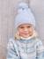 Ensemble fille bonnet, snood, gants en maille fantaisie gris chiné+ROSE 1 - vertbaudet enfant 