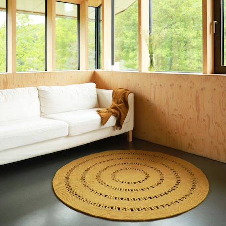Tapis laine feutrée rond ajourée bibek Gris+Mango+Naturel 10 - vertbaudet enfant 