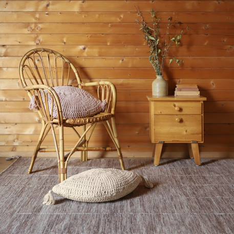 Coussin bohème coton crochet plume Ecru+Moutarde+Nude 3 - vertbaudet enfant 