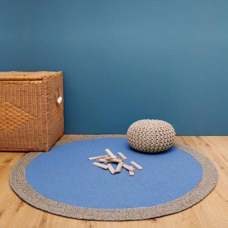 Tapis rond laine tressé nolan Bleu+Curcuma+Rouille 4 - vertbaudet enfant 