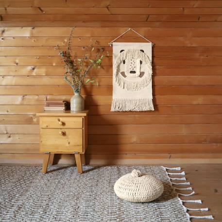 Coussin coton rond crochet lenka Ecru+Moutarde+Nude 4 - vertbaudet enfant 
