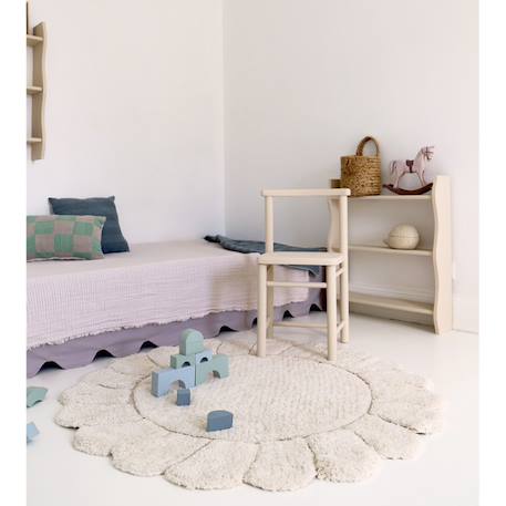 Tapis chambre enfant coton lavable rond finition pétales gabrielle Ecru 5 - vertbaudet enfant 