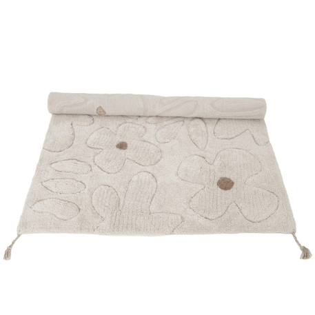 Tapis enfant coton lavable motif fleurs gentle flora Ecru 3 - vertbaudet enfant 