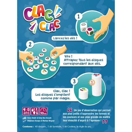 Jeu Clac clac, association et rapidité Bleu 4 - vertbaudet enfant 