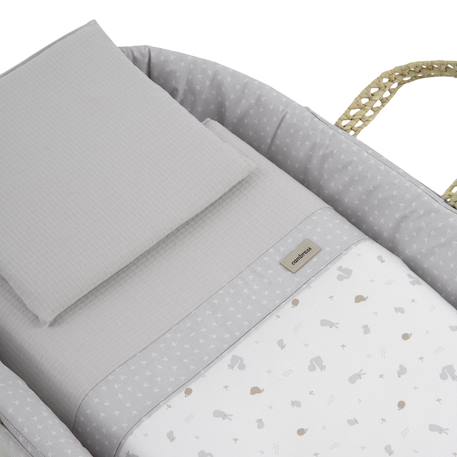 Couffin bébé matelassé avec support en bois Green/natural+Grey/natural 6 - vertbaudet enfant 