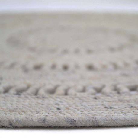 Tapis laine feutrée rond ajourée bibek Gris+Mango+Naturel 4 - vertbaudet enfant 