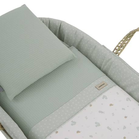 Couffin bébé matelassé avec support en bois Green/natural+Grey/natural 3 - vertbaudet enfant 