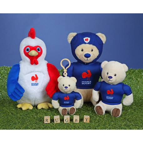 Peluche ours fédération française de rugby (ffr) - peluche officielle sous licence - 15 cm assis Blanc 2 - vertbaudet enfant 