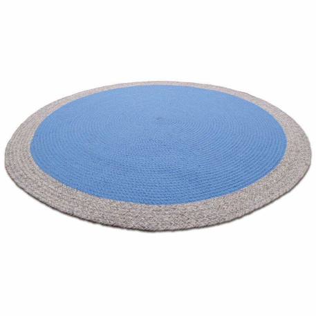 Tapis rond laine tressé nolan Bleu+Curcuma+Rouille 5 - vertbaudet enfant 