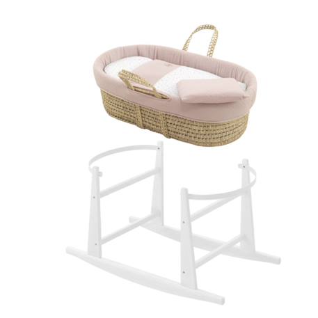 Couffin matelasse + support en bois Pink/white 1 - vertbaudet enfant 