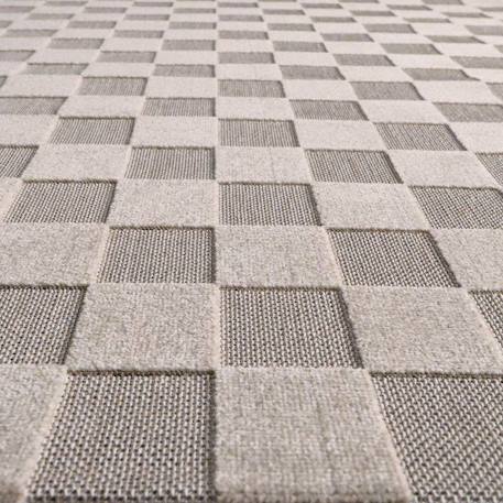 Tapis contemporain design damier damas Beige sable+Gris 11 - vertbaudet enfant 