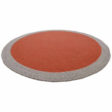 Tapis rond laine tressé nolan Bleu+Curcuma+Rouille 15 - vertbaudet enfant 