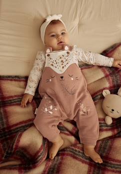-Ensemble salopette bébé en molleton et t-shirt mini loutre