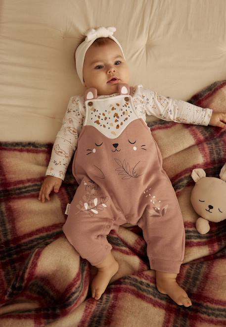 Ensemble salopette bébé en molleton et t-shirt mini loutre Marron 1 - vertbaudet enfant 