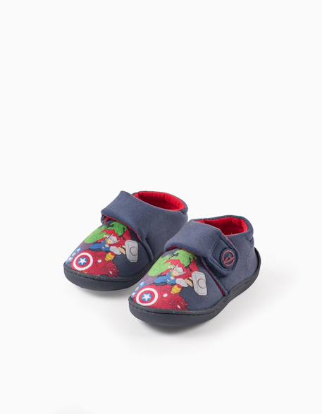 Pantoufles en velours avec avengers Bleu foncé 1 - vertbaudet enfant 