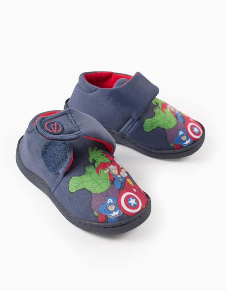 Pantoufles en velours avec avengers Bleu foncé 3 - vertbaudet enfant 