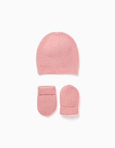 Pack de bonnet + gants en maille Rose 1 - vertbaudet enfant 