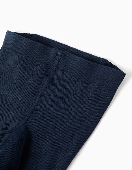 Collants unis en maille anti-bouloche Bleu foncé 2 - vertbaudet enfant 