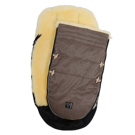 Chancelière pour poussette en peau d'agneau Love the Nature angora+Brown melange+massepain 10 - vertbaudet enfant 