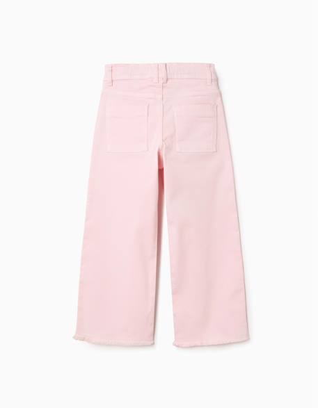 Pantalon en toile wide leg avec ourlets effilochés Rose clair 2 - vertbaudet enfant 