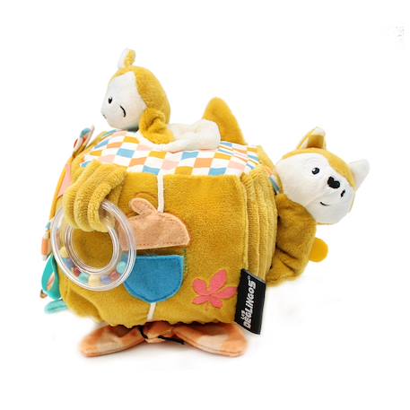 Cube d'activités en tissu Bleu+Bleu, jaune, blanc+Jaune 14 - vertbaudet enfant 