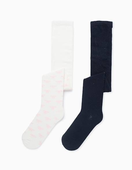 Lot de 2 collants unis/à motif Multicolore 1 - vertbaudet enfant 