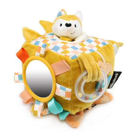 Cube d'activités en tissu Bleu+Bleu, jaune, blanc+Jaune 13 - vertbaudet enfant 