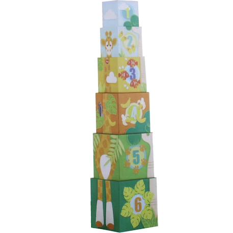 Cubes empilables et animaux savane Vert 2 - vertbaudet enfant 