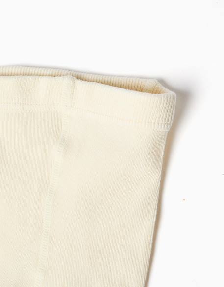 Collants en maille côtelée anti-bouloche Écru 2 - vertbaudet enfant 